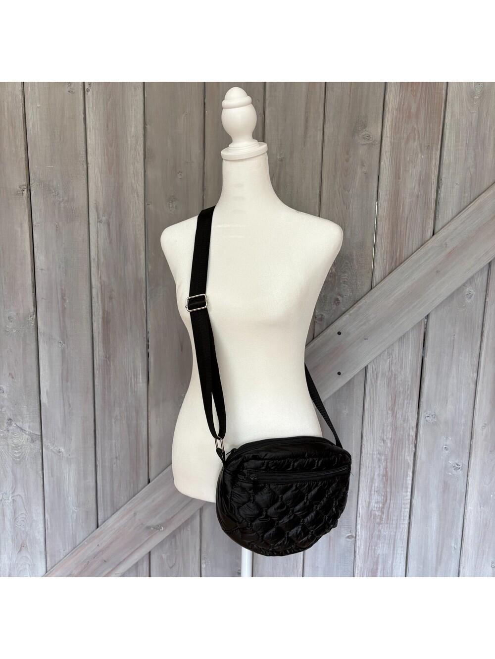 Black quilted bag travel crossbody nylon - trendy - streetwear